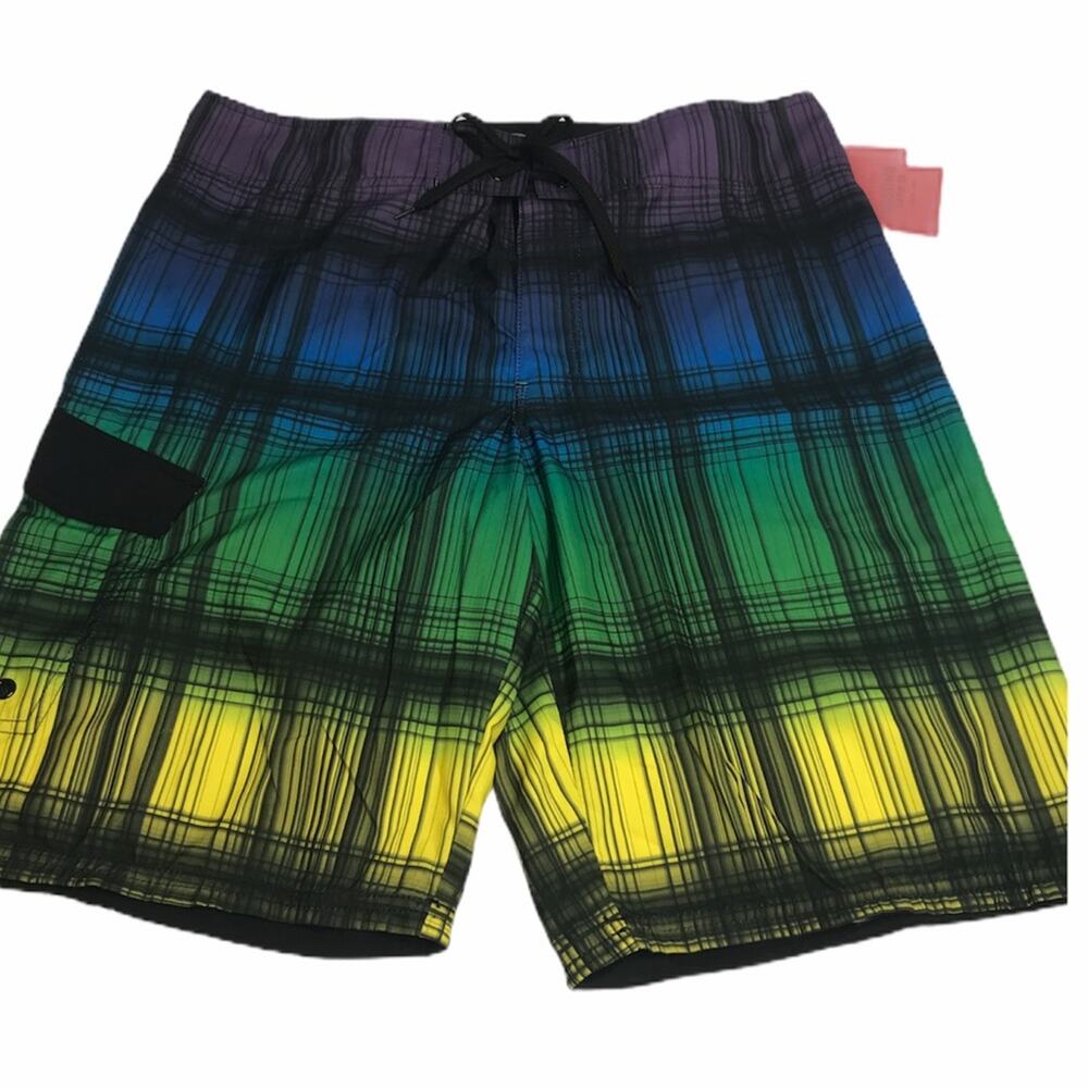 Mossimo Board Shorts Green Blue Yellow Size 36